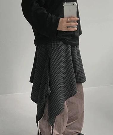 Dunn Vintage Check Hole Flare Ankle Strap Midi Skirt