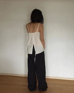 小點圖案寬鬆棉質長褲