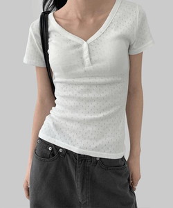 Celeb Punching V- V-Neck Short Sleeve T-Shirt