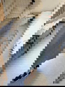 デニムブラッシュウォッシングバックスリットロングスカート