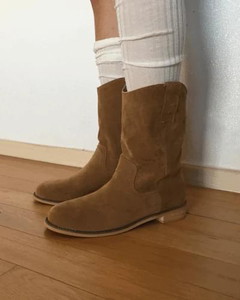 Suede Western Half Boots *Black 240, Camel 250 size available for same-day shipping