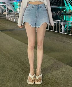 Review Guarantee Pelvic Up Hem Surgery Cotton Shorts Shorts Tassel Damage High Waist Shorts Hot Pants White Black Denim Spring Summer Festival Look Summer Coordination Festival Look Festival Rainy Season Look S M L