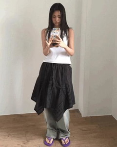 패치워크 플레어 스커트 (2color)