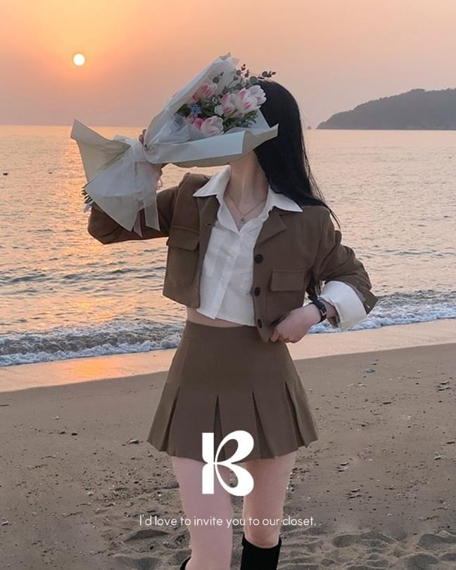 School uniform collar jacket spring ver. two-piece set