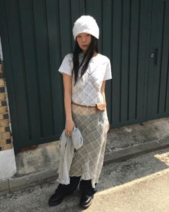 Sheer Check Long Dress *Same-day shipping available