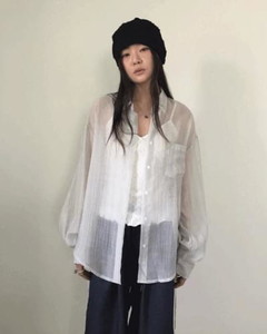Odd See-Through Overfit Shirt *Sky Blue Same-Day Shipping Available