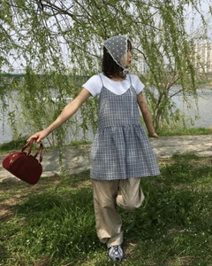 Plaid Backstrap Dress *Sky Blue Same Day Shipping Available