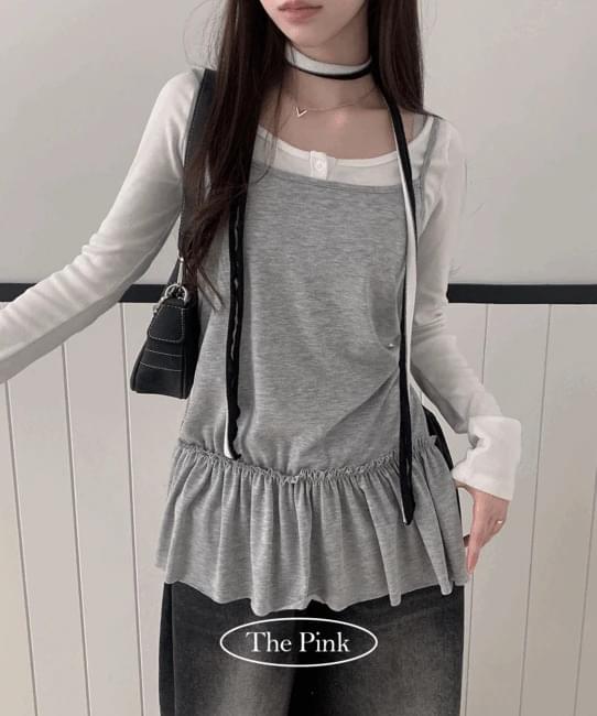 Tillit shirring layered team frill sleeveless Dress