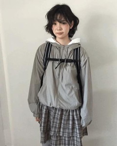 Shirring Windbreaker *Beige Same Day Shipping Available