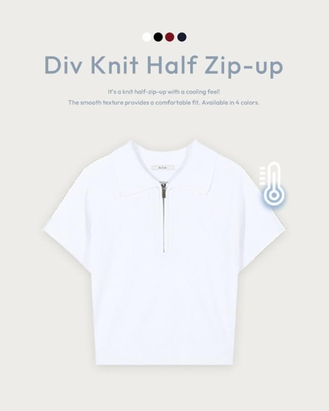Div V-neck Knitwear Half Zip-up