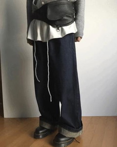 Non-Fade Pin Tuck Denim Pants *Blue S, L, Black M size available for same-day shipping