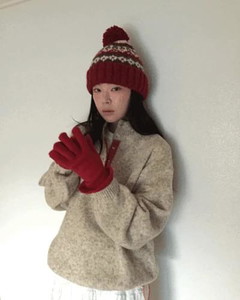 High Neck Snap Color Block Knitwear