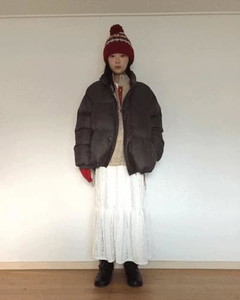 簡約鈕扣保暖羽絨外套