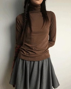 絨毛立領長袖T恤