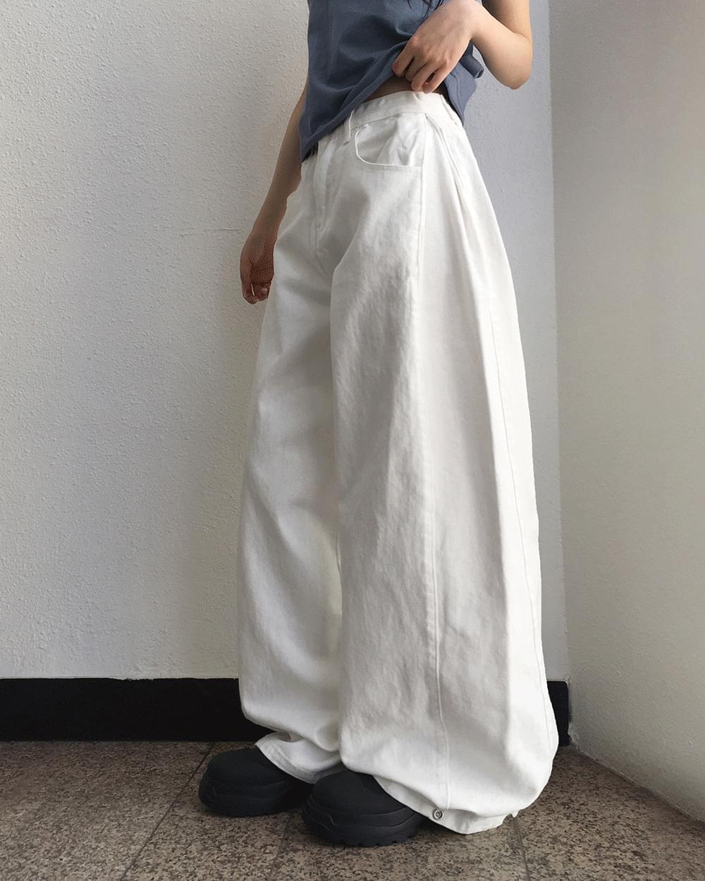 Zito Pintuck Snap Wide Cotton Pants (Delayed delivery)