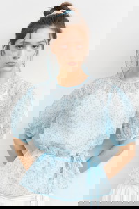 WOMAN 시스루 플라워 스카프 블라우스