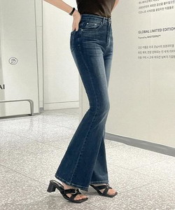 앤드엘 여름 진청 워싱 슬림 부츠컷 데님 팬츠