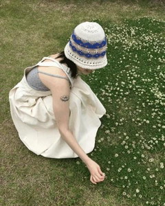 Ethnic Knitwear Bucket Hat *Light Beige Same-day shipping available