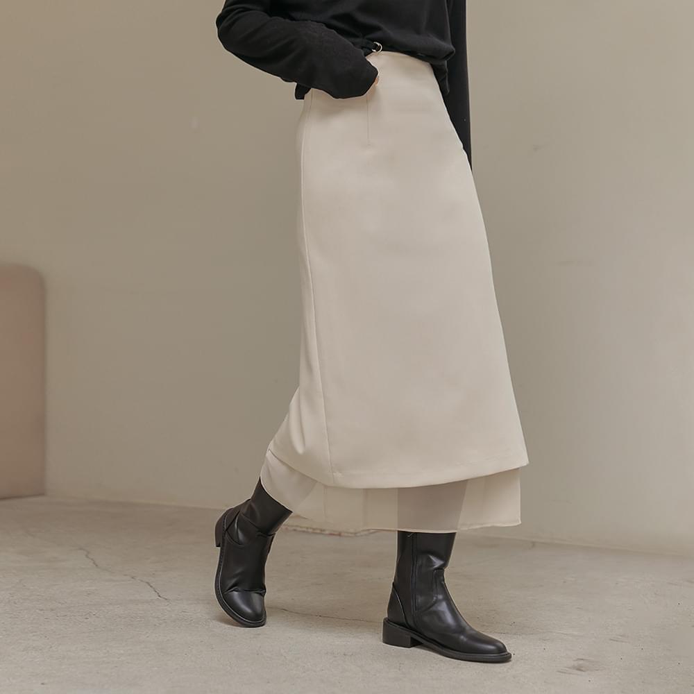 Enin chiffon layered slit long skirt