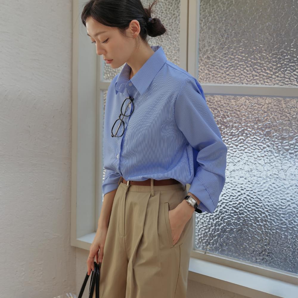 Lienco Soft Stripe Crop Shirt