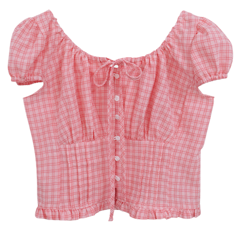 피크닉 체크 블라우스 (캡소매, 오프숄더, 밴딩블라우스, 여름블라우스, 프릴블라우스)