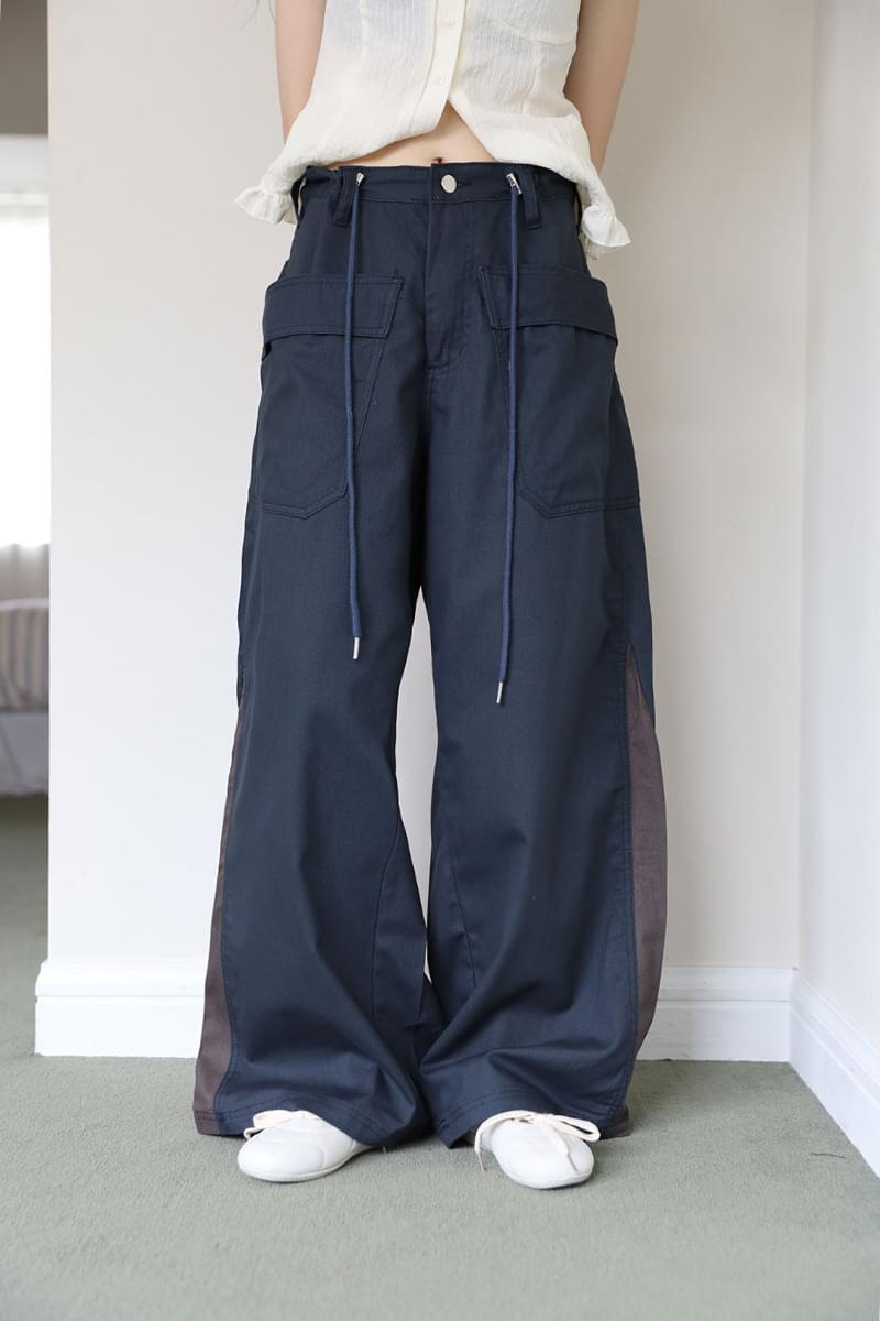 STEE color blocking beige pants