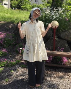 Puff Shirt Frill Dress *Navy Same-Day Shipping Available