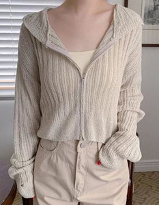Buckle Hood 2 Crop Zip-Up Cardigan