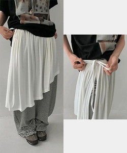 Herr Unbalanced Wrap Layered Skirt