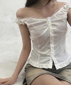 티근 프릴 레이스 나시 블라우스
