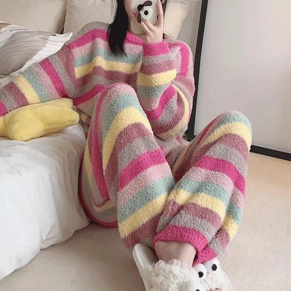 Popo Stripe Hooded Sleepwear Set