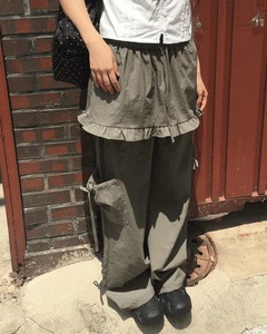 キャレンフリルカーゴレイヤードスカートパンツ