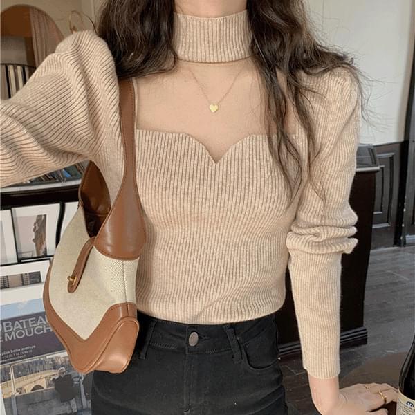 Renee Choker Tulip Neck Ribbed Knitwear 