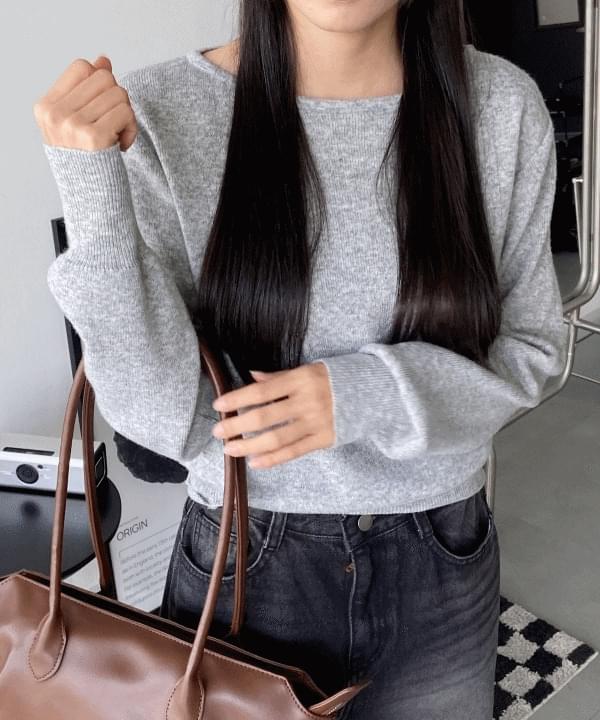 Moni Round Neck Boat Neck Basic Long Sleeve Spring Knitwear 4 Colors