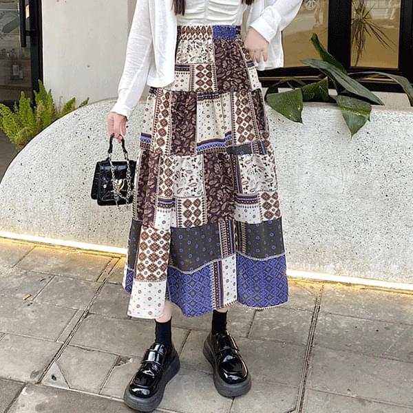 Denif pattern long skirt