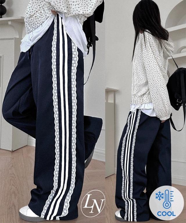 West Line String Wide Long Pants Long Trousers