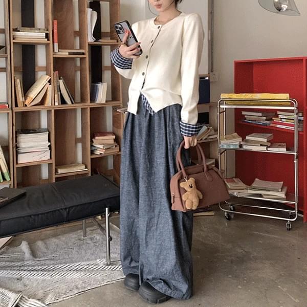 Fury check color blocking cardigan