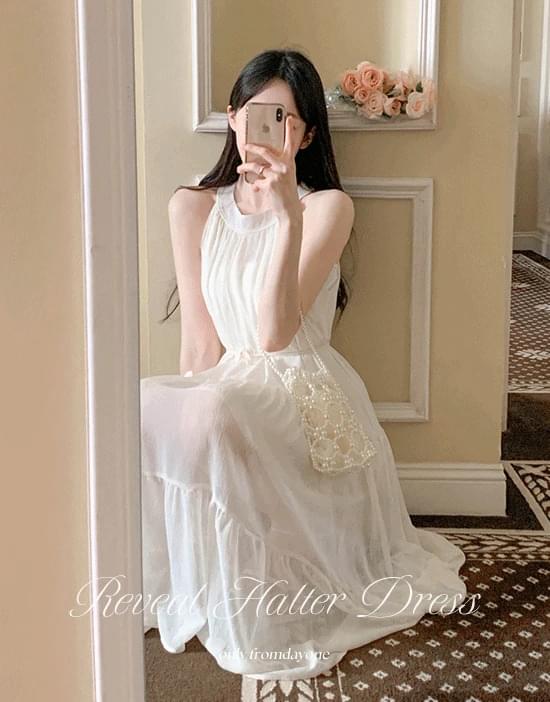 (Exclusive) Reveal Halter Chiffon Long Dress 连身裙