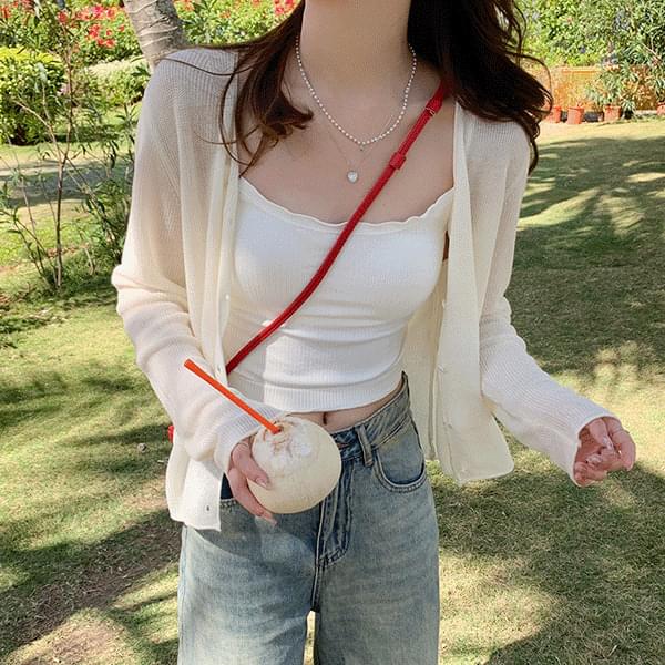 Melo V-Neck see-through Knitwear cardigan 开襟衫