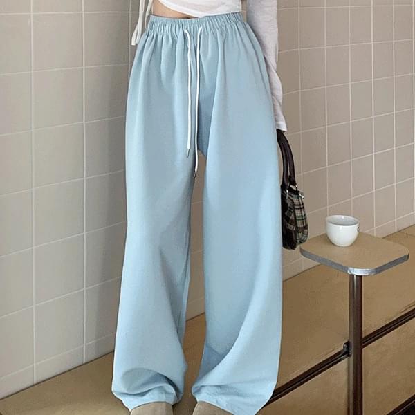 Pure pastel banding daily wide pants