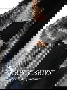 Vintage uneven layered check shirt