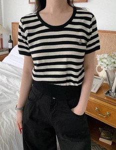 ミニペンダント9段ガラ半袖ニット