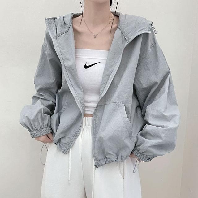 Wind Nylon Hooded String Jacket