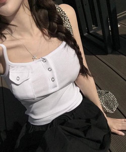 Chichi Pocket Button Sleeveless -3 color