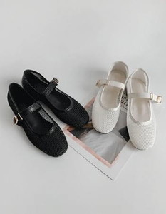 Mesh see-through summer mary jane flats