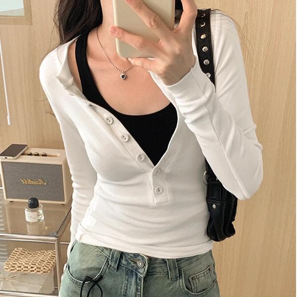 Mingo Button Slim Fit Long Sleeve T-Shirt