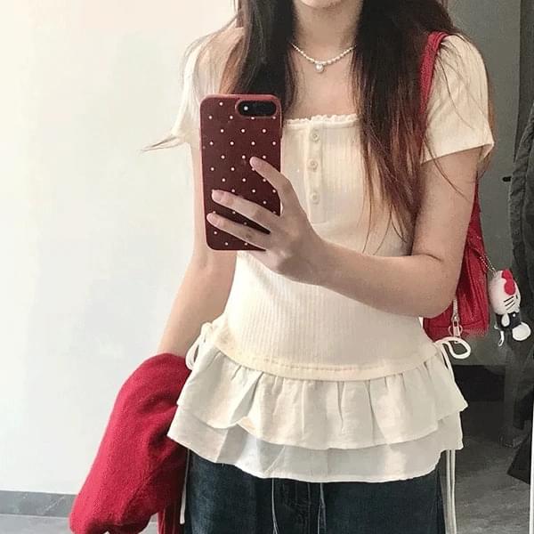 ヘイラブリーレイヤードフリル半袖Ｔシャツ (人気商品配送遅延)