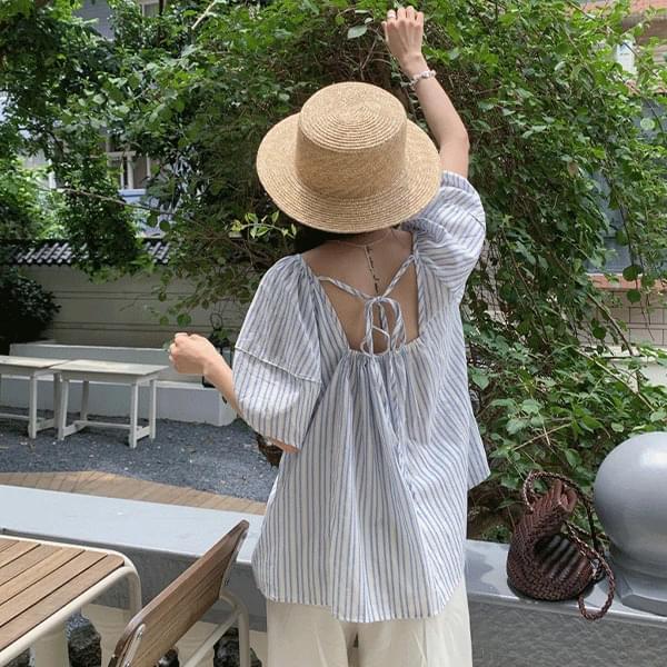 Andre striped short sleeve blouse