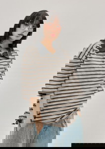 條紋寬鬆翻領T恤