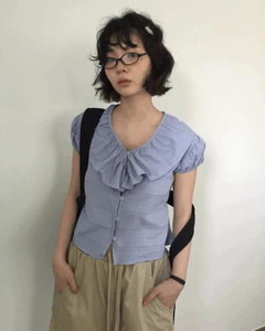 Soft Ruffle Blouse *Blue Same-Day Shipping Available